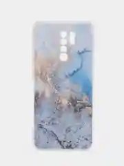 Голубой силиконовый чехол на Xiaomi Redmi 9 / Сяоми Редми 9 прозрачный, с рисунком, защита камеры