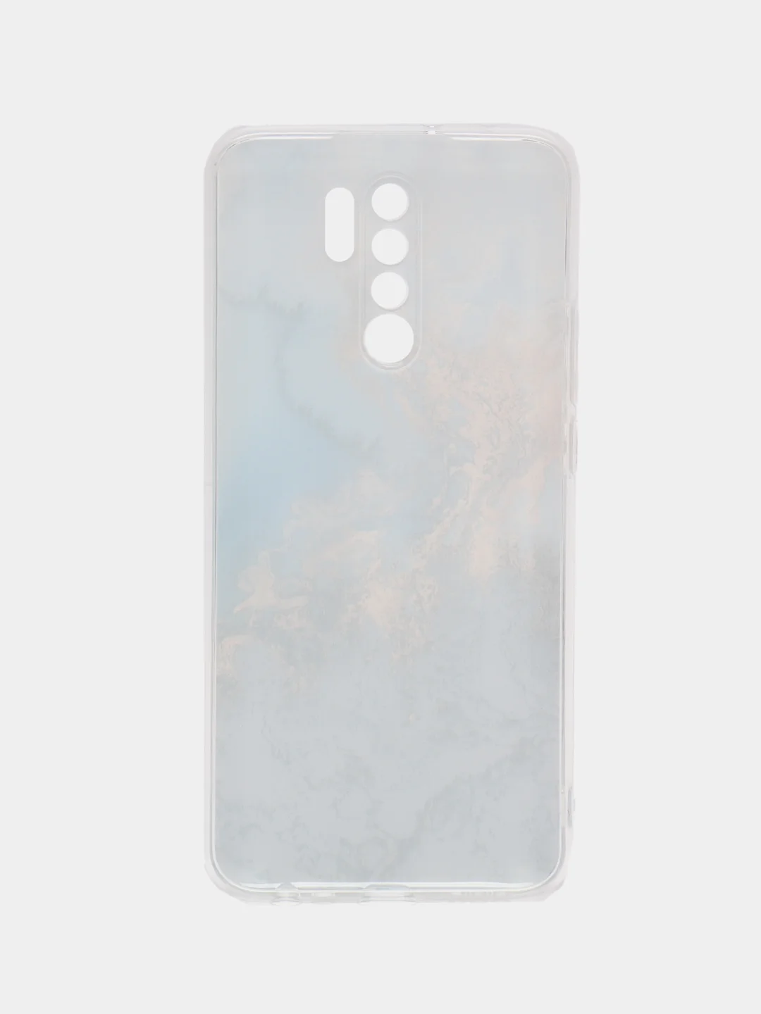Голубой силиконовый чехол на Xiaomi Redmi 9 / Сяоми Редми 9 прозрачный, с рисунком, защита камеры