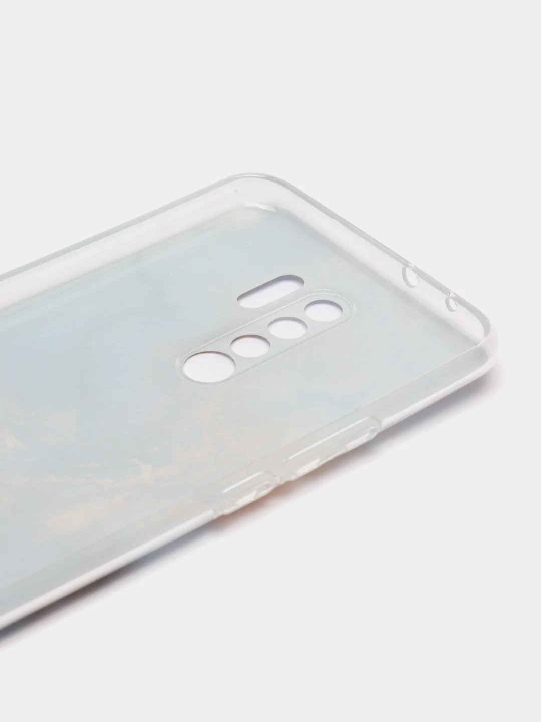 Голубой силиконовый чехол на Xiaomi Redmi 9 / Сяоми Редми 9 прозрачный, с рисунком, защита камеры