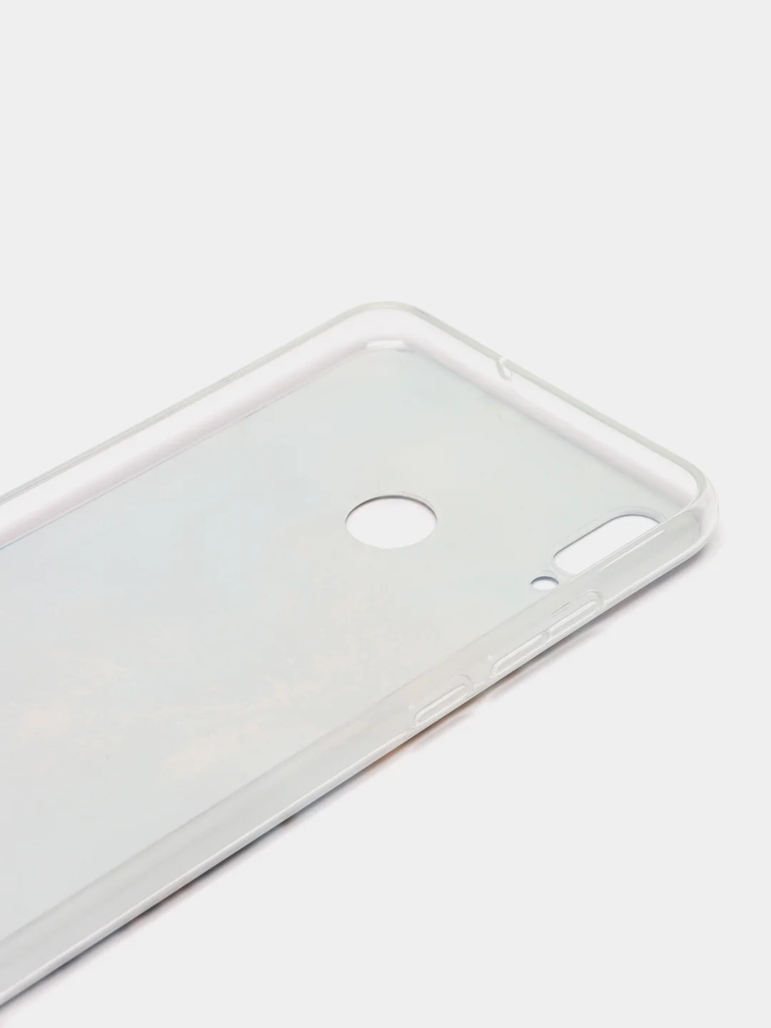 Голубой силиконовый чехол на Honor 8X / Хонор 8Х прозрачный, с рисунком, защита камеры