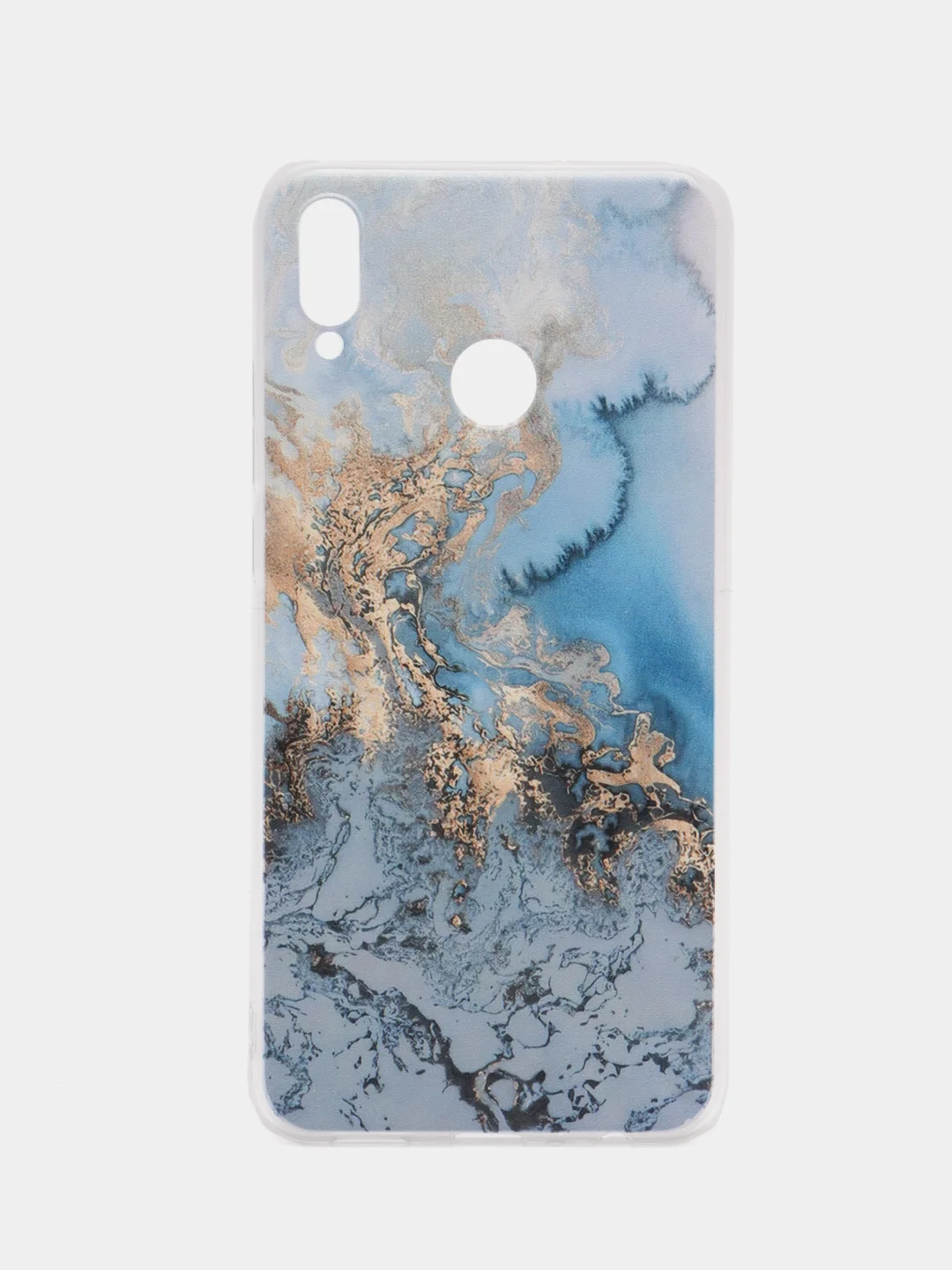 Голубой силиконовый чехол на Honor 8X / Хонор 8Х прозрачный, с рисунком, защита камеры