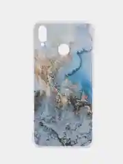 Голубой силиконовый чехол на Honor 8X / Хонор 8Х прозрачный, с рисунком, защита камеры