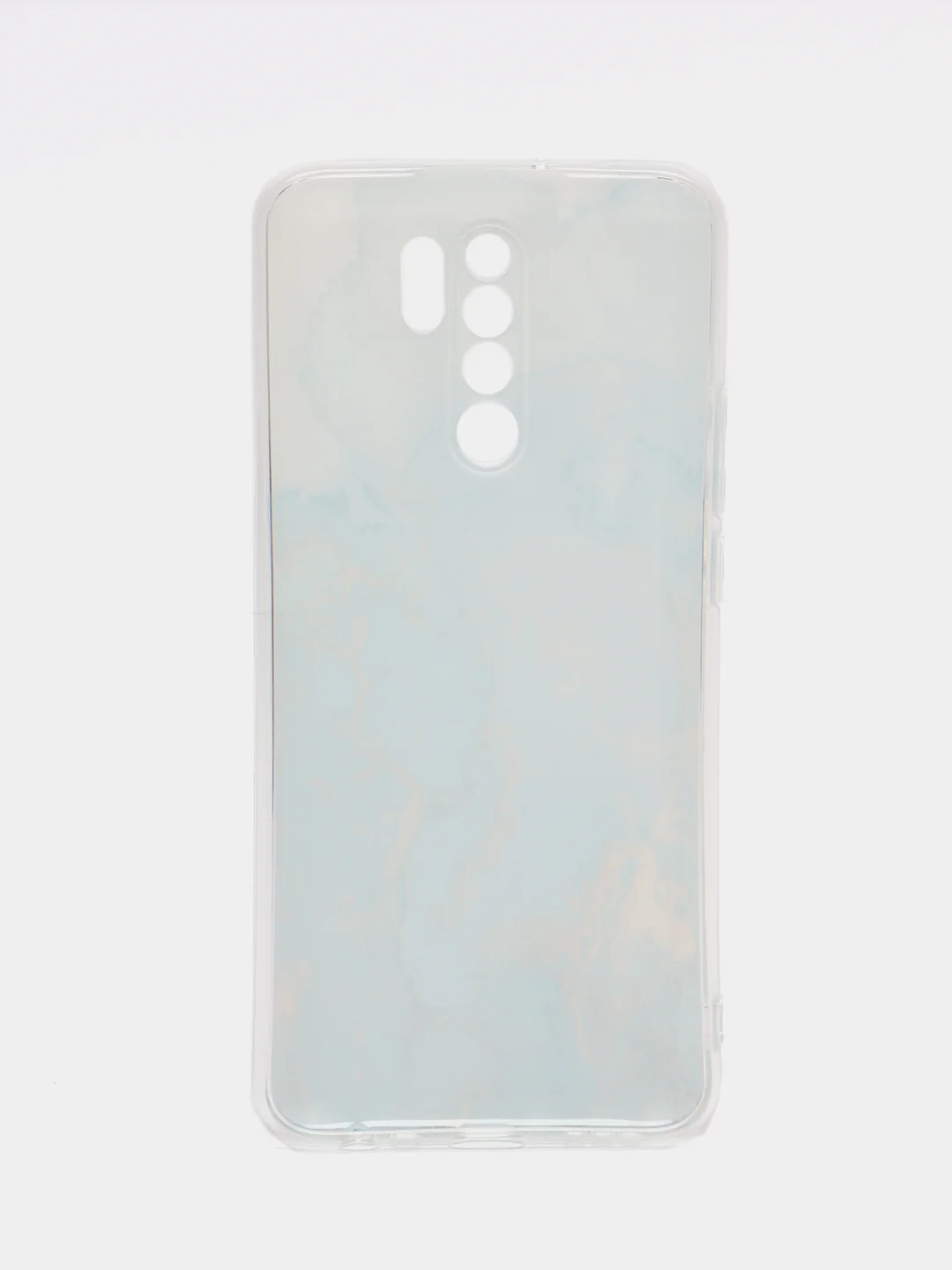 Светло-синий силиконовый чехол на Xiaomi Redmi 9 / Сяоми Редми 9 прозрачный, с рисунком, защита камеры