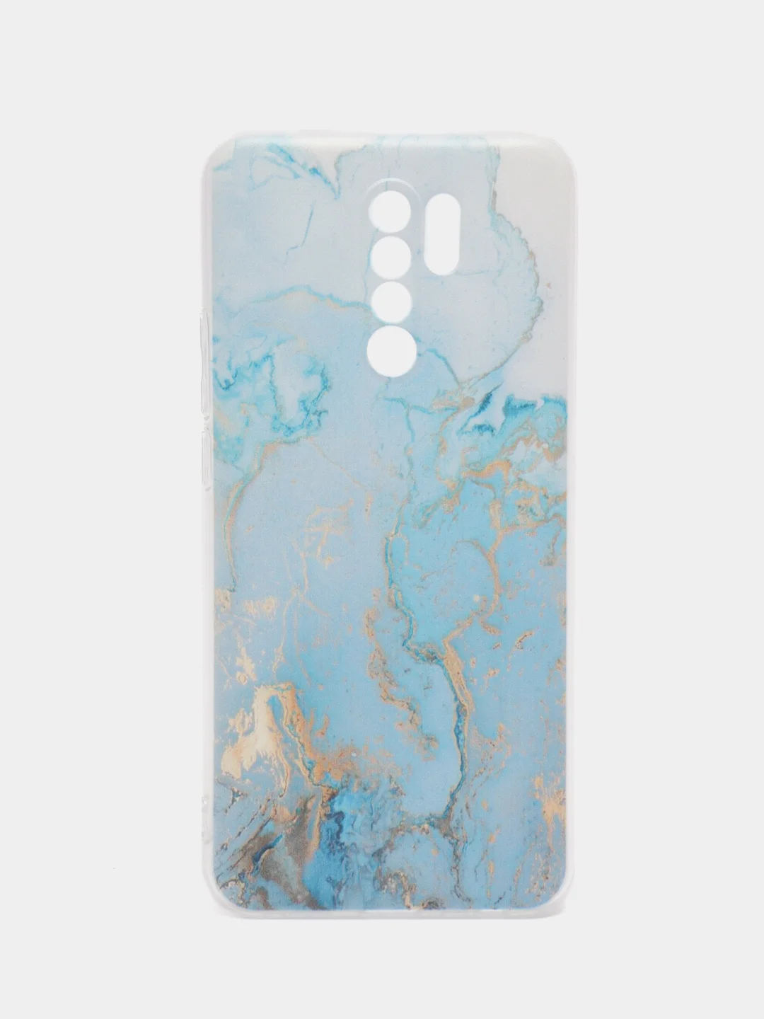 Светло-синий силиконовый чехол на Xiaomi Redmi 9 / Сяоми Редми 9 прозрачный, с рисунком, защита камеры
