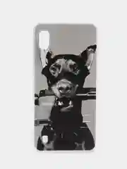 Серый силиконовый чехол на Samsung Galaxy A10 / Самсунг А10 прозрачный с рисунком, защита камеры