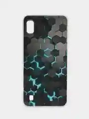 Бирюзовый силиконовый чехол на Samsung Galaxy A10 / Самсунг А10 прозрачный с рисунком, защита камеры