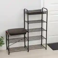 Подставка для обуви с сиденьем и ящиком, 5 ярусов, 88,4*29,8*94,5 см, цвет медный антик