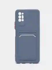 Серый чехол с защитой камеры для Tecno Pova 2, с карманом для пластиковой карты