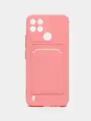 Розовый чехол с отделением для пластиковой карточки REALME C21Y