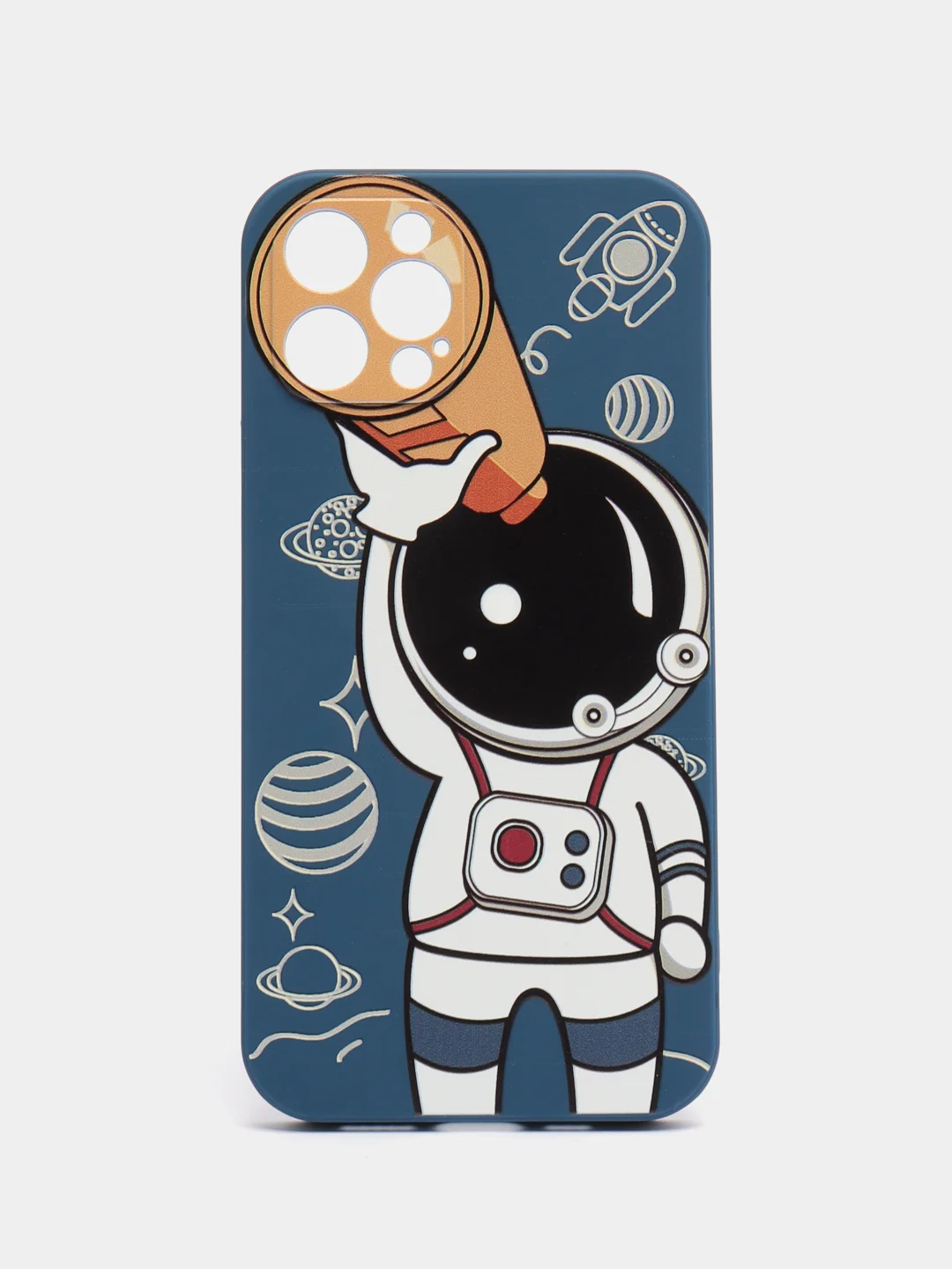 Темно-синий чехол "Космонавт" для iPhone, на айфон 11 12 13 XR Pro mini X XS 7/8/se