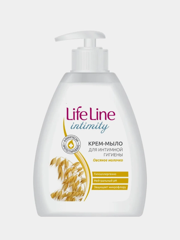 Крем-мыло жидкое туалетное LIFE LINE для интимной гигиены "Овсяное молочко", 280 г