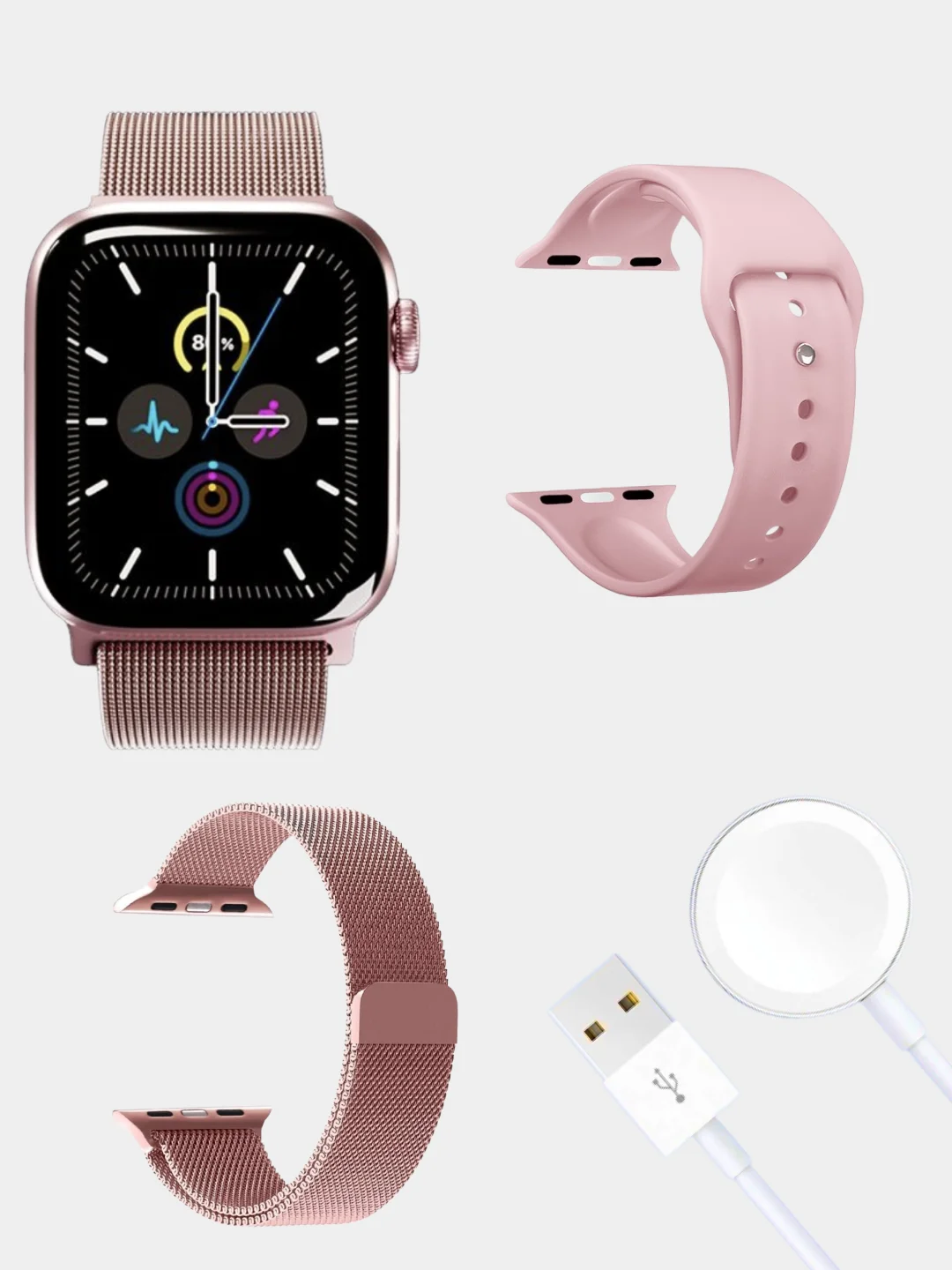Розовый умные смарт-фитнес часы Smart Watch X9 Pro 2, X8 Pro, X9 Ultra 2 наручный браслет