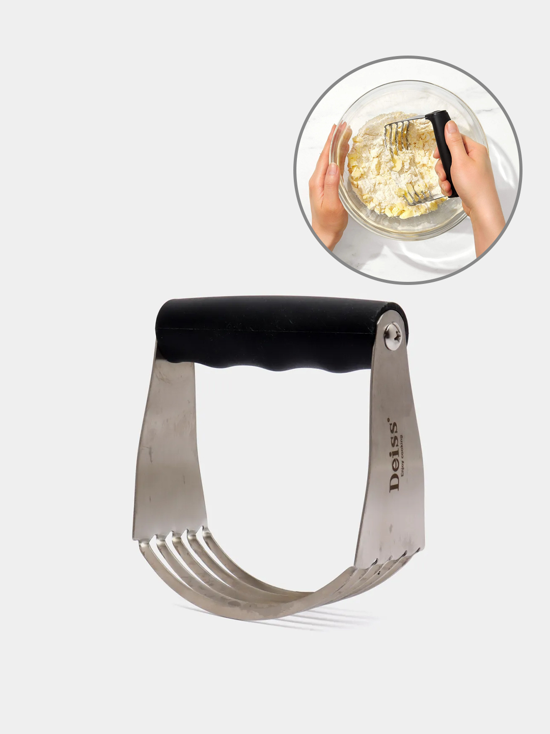 Deiss Pro Pastry Cutter - Stainless Steel Pastry Blender & Dough Cutter  with Non-Slip Handle