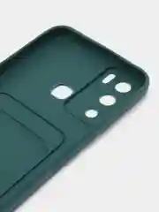 Тёмно-зелёный чехол Infinix HOT 12I, с защитой камеры и карманом для пластиковой карты