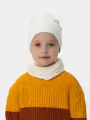 Молочный шапка детская со снудом, хлопковая, унисекс