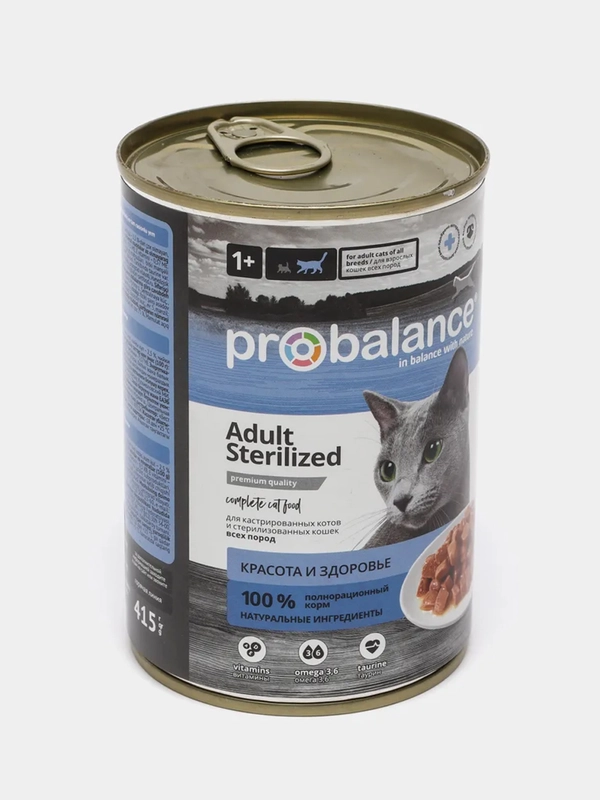 Корм влажный ProBalance "Sterilized", для стерилизованных кошек и котов, 415 г