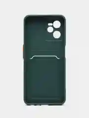 Тёмно-зелёный чехол REALME C35 с карманом для карточки, и защитой камеры