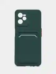 Тёмно-зелёный чехол REALME C35 с карманом для карточки, и защитой камеры