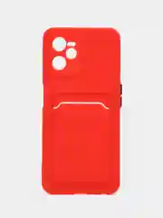 Красный чехол REALME C35 с карманом для карточки, и защитой камеры