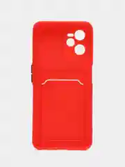 Красный чехол REALME C35 с карманом для карточки, и защитой камеры