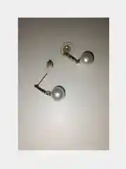 Белый серьги со стразами и большим жемчугом
