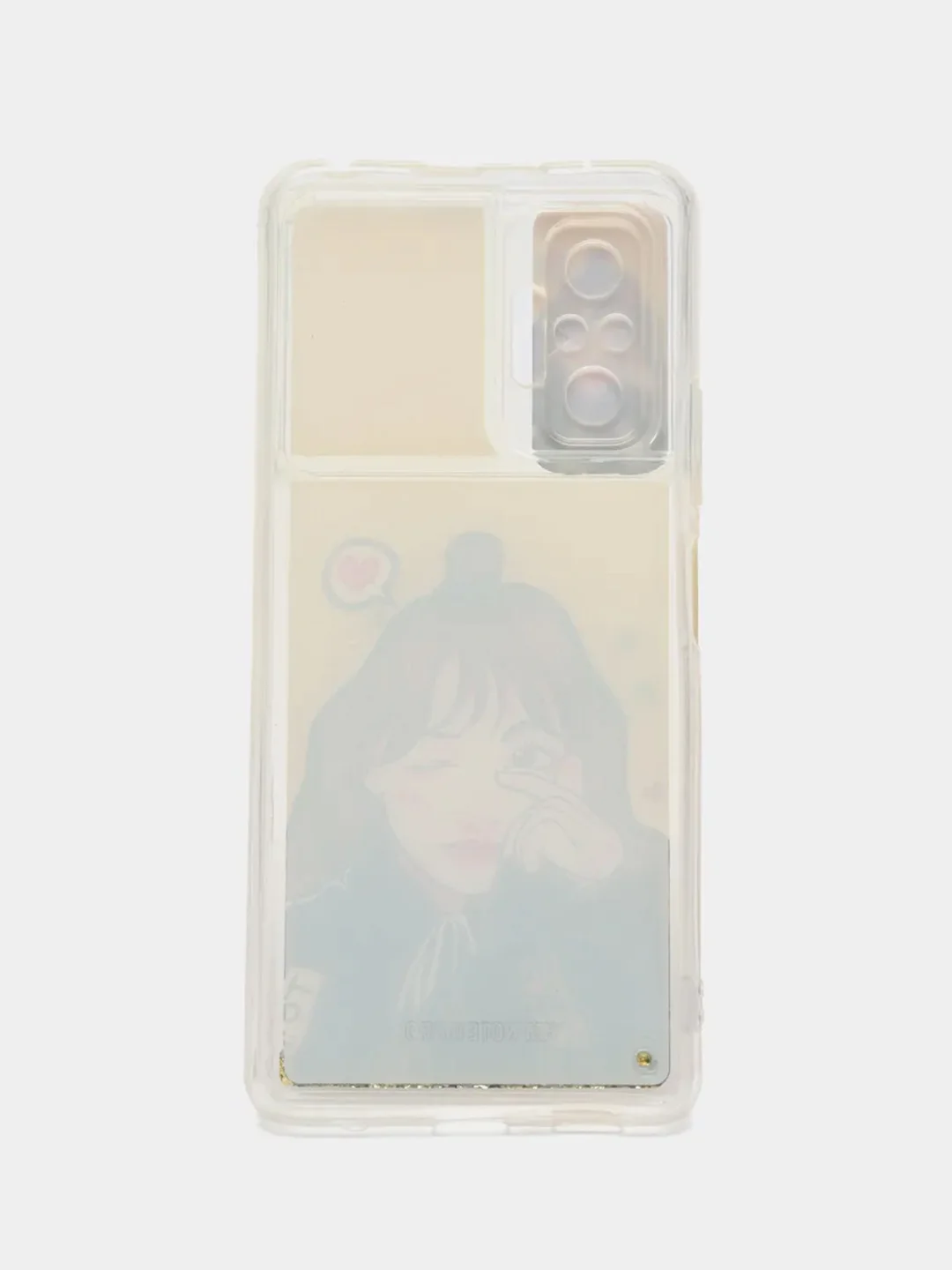 Золотой чехол Xiaomi Redmi Note 10 Pro переливающийся жидкий с блестками и защитой камеры