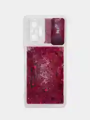 Фуксия чехол Xiaomi Redmi Note 10 Pro переливающийся жидкий с блестками и защитой камеры