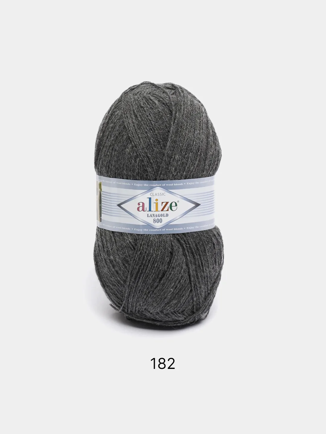 Тёмно-серый пряжа Alize Lanagold 800 Акрил 51% Шерсть 49% 100г 800м