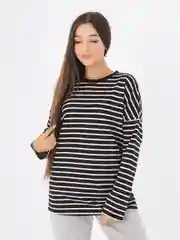 Черный кофта женская в полоску, оверсайз
