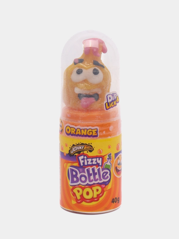 Леденцы с кислой пудрой Johny Bee Dip-n-Lick Fizzy Bottle Pop, апельсин, 40 грамм