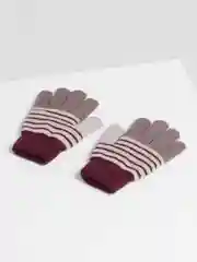 Хаки перчатки теплые зимние двойные с начесом "Полоса", подростковые