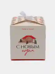 Кремовый новогодняя коробка квадратная