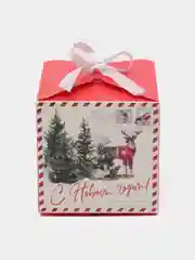 Алый новогодняя коробка квадратная