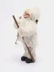 Дед Мороз "В белой шубе, кофте ромбик, с посохом и подарками", 16х30 см