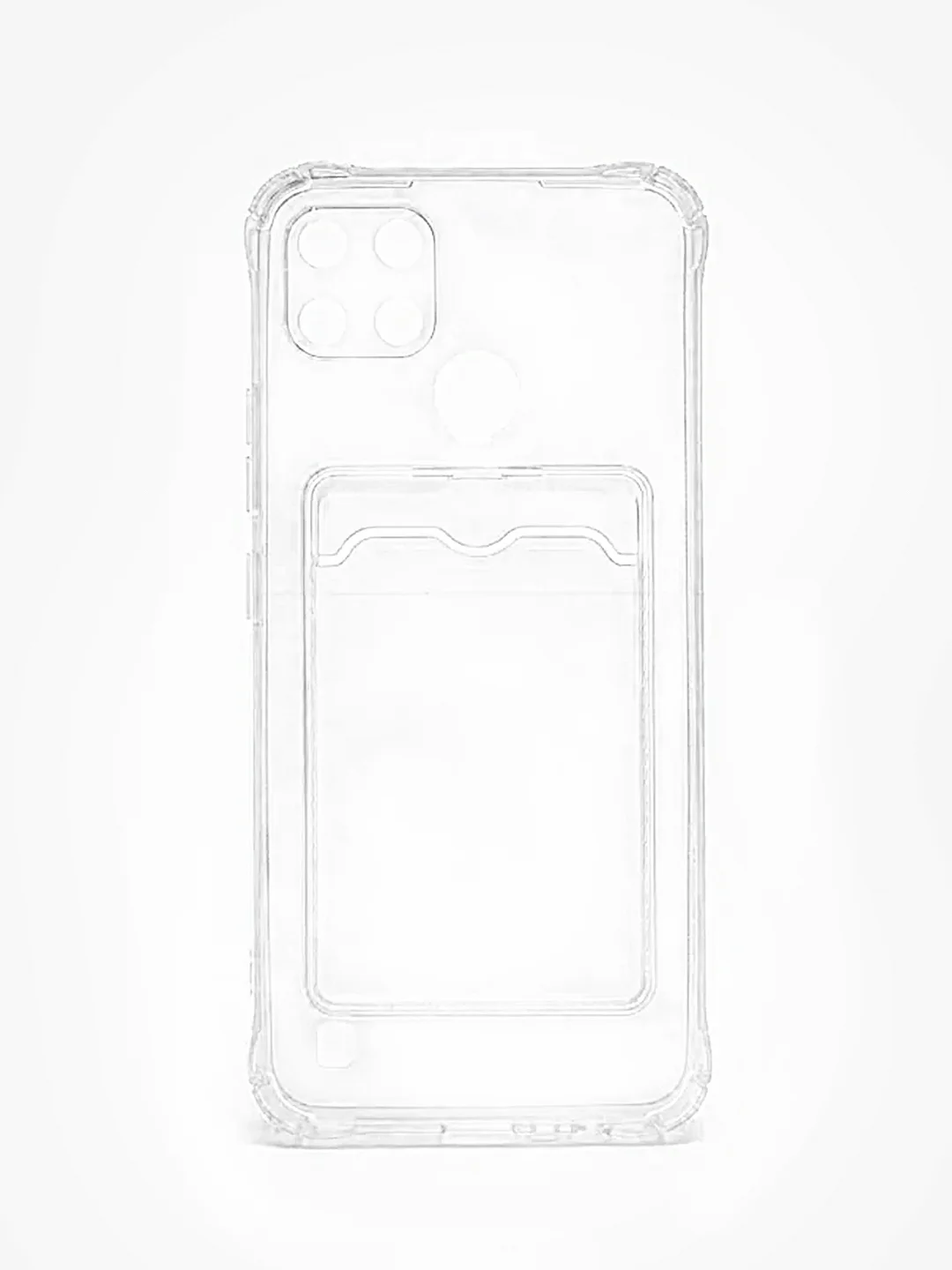 Прозрачный противоударный чехол с карманом для карт Realme C21, C25, C11, 2021, C25, C30, C31, C33, C35