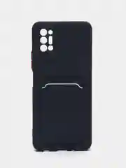 Темно-синий чехол с защитой камеры для Tecno Pova 2, с карманом для пластиковой карты