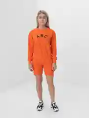 Оранжевый костюм с шортами женский