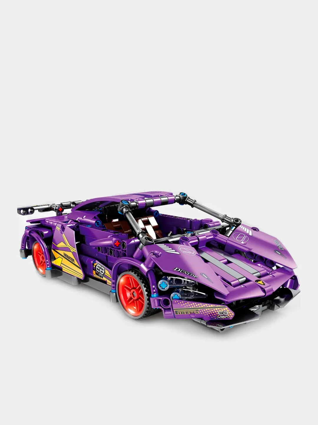 Фиолетовый конструктор "Гоночная машина Supercar", с инерционным механизмом