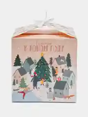 Кремовый новогодняя кубическая коробка