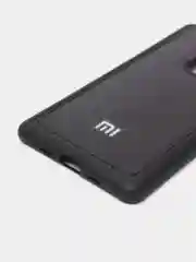 Серый силиконовый чехол с кожаной вставкой на Xiaomi Mi Mix 2