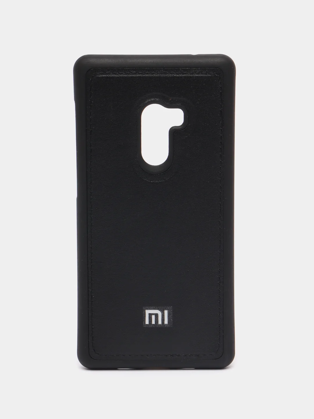 Черный силиконовый чехол с кожаной вставкой на Xiaomi Mi Mix 2