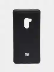 Черный силиконовый чехол с кожаной вставкой на Xiaomi Mi Mix 2