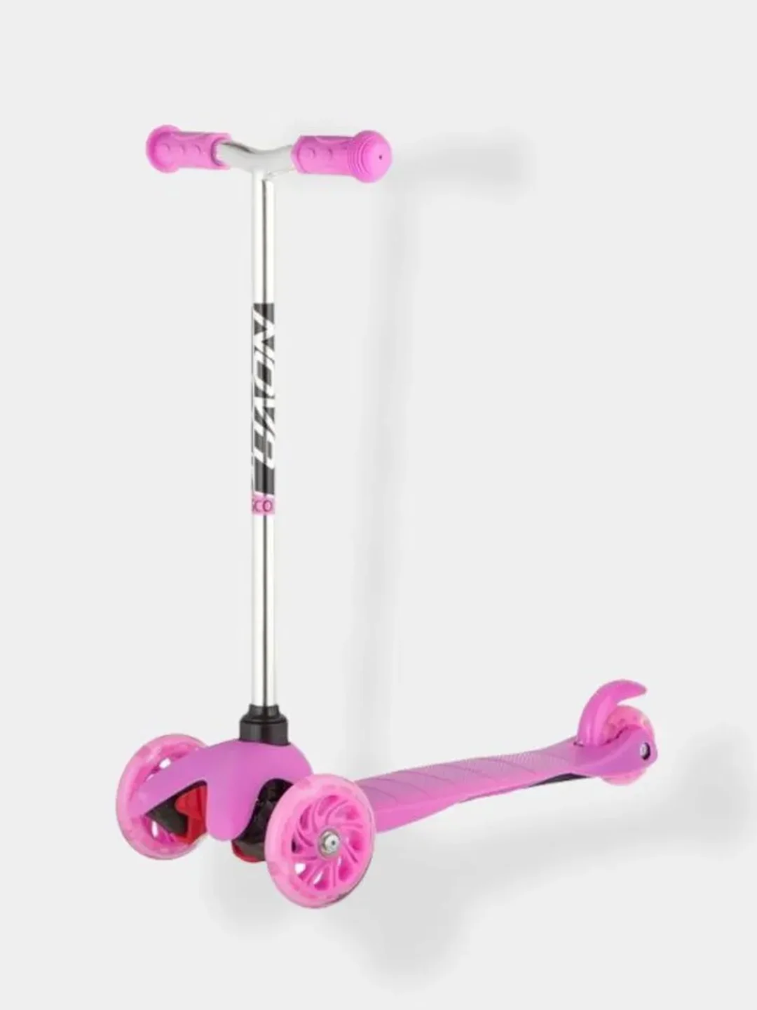 Фуксия самокат-кикборд детский Novatrack Disco-kids Start, световые колёса, 120 х 24, 76 х 24 мм