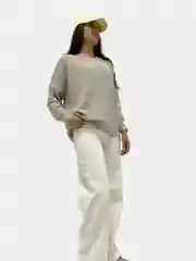 Бежевый теплый свитшот женский, с капюшоном, oversize