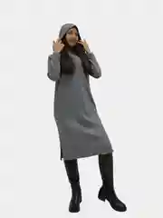Угольный теплый свитшот женский, с капюшоном, oversize