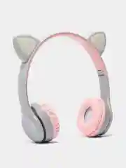 Розовый наушники беспроводные, Bluetooth, с кошачьими светящимися ушками, Cat Ear P47 M