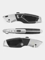 Нож мощный BRAUBERG "Professional", 4 лезвия в комплекте, автофиксатор, металл, 237160