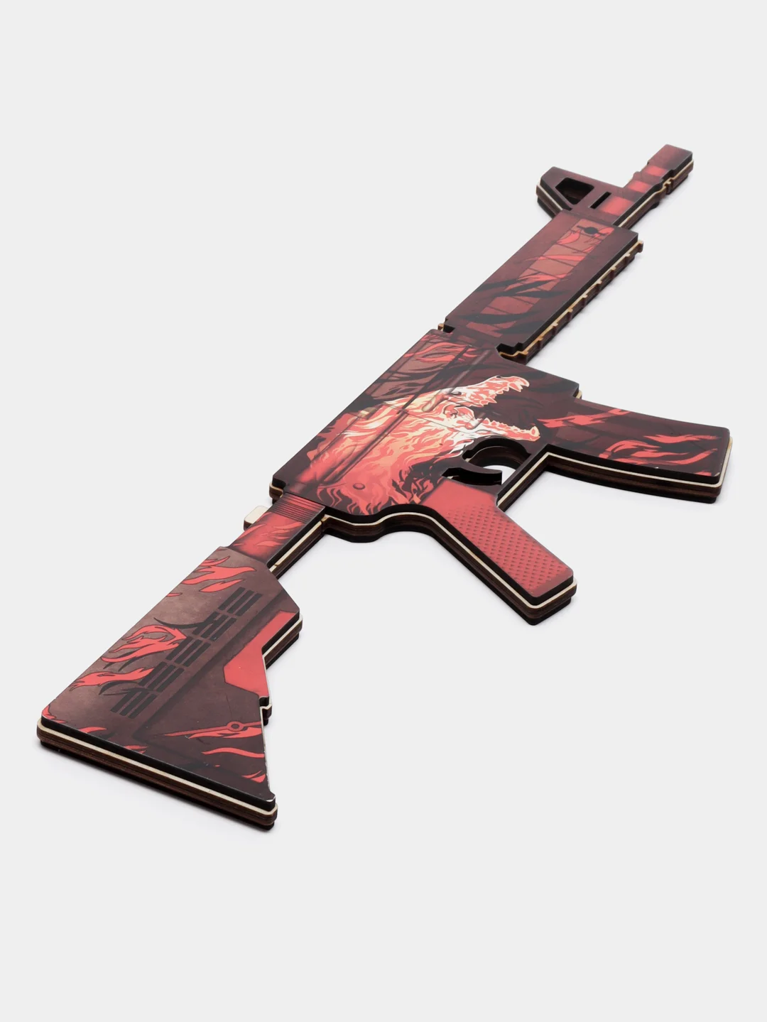 Алый деревянный автомат сувенир М4А4 Вой, Азимов кс го / cs go, сувенир игрушка