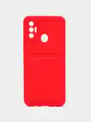 Алый чехол с отделением для пластиковой карточки TECNO SPARK 7