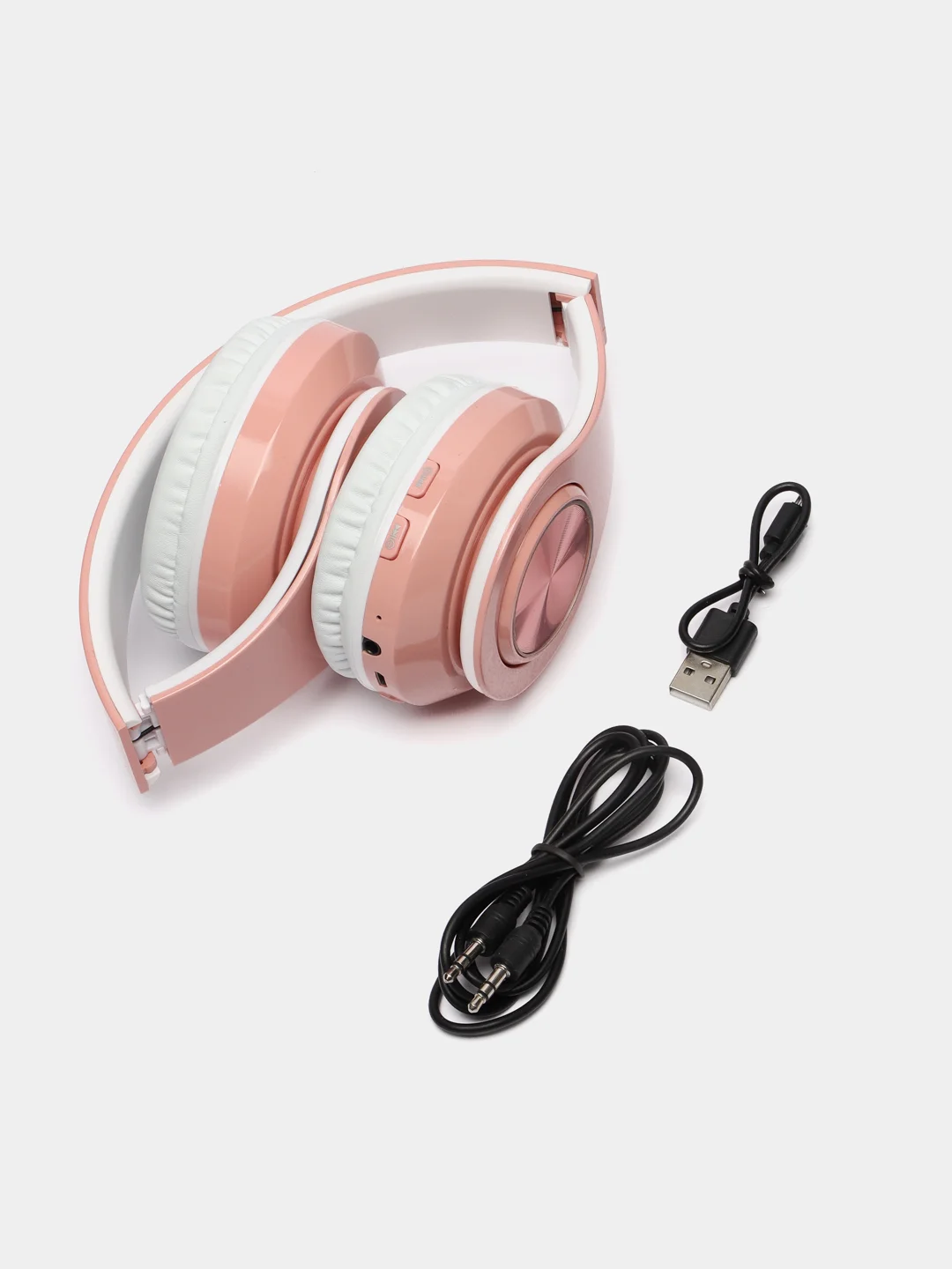 Розовый наушники полноразмерные беспроводные, большие,  Bluetooth, с микрофоном